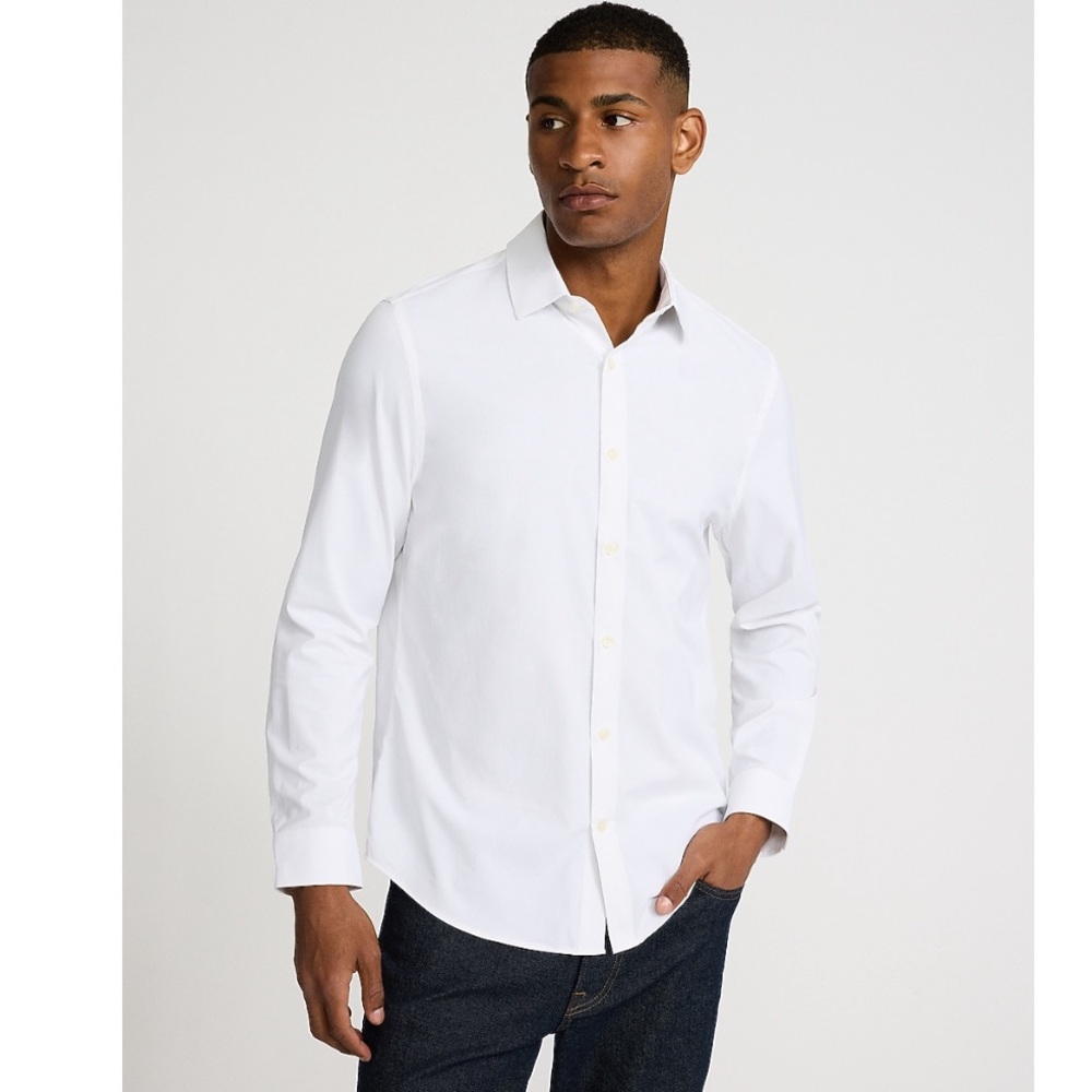 🥂 EXPRESS MENS SIZE XS EXTRA SLIM WHITE PERFORMANCE BUTTON DOWN DRESS SHIRT